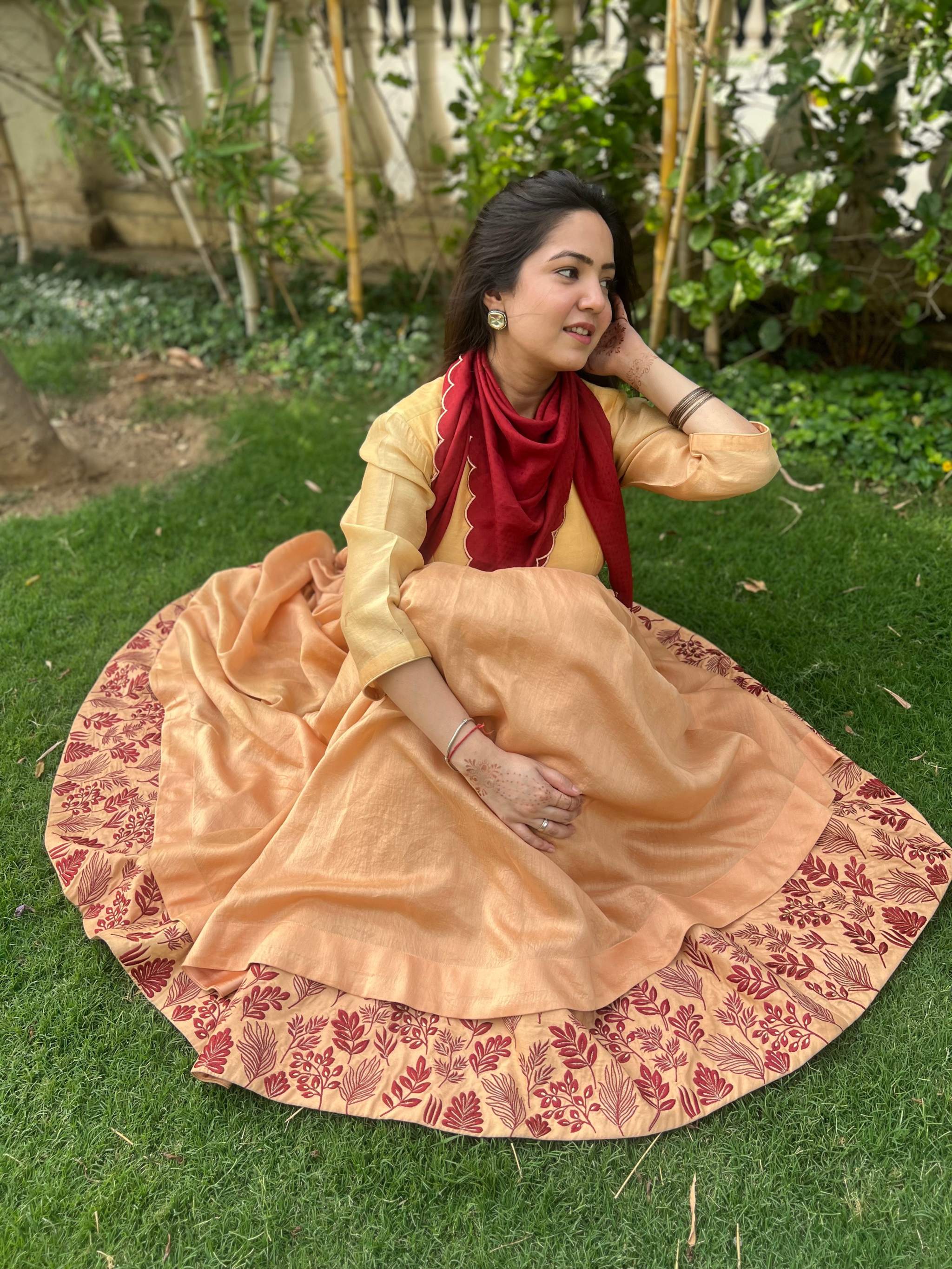 Anarkali Set Mustard Layered Anarkali Set - Tanya Guppta