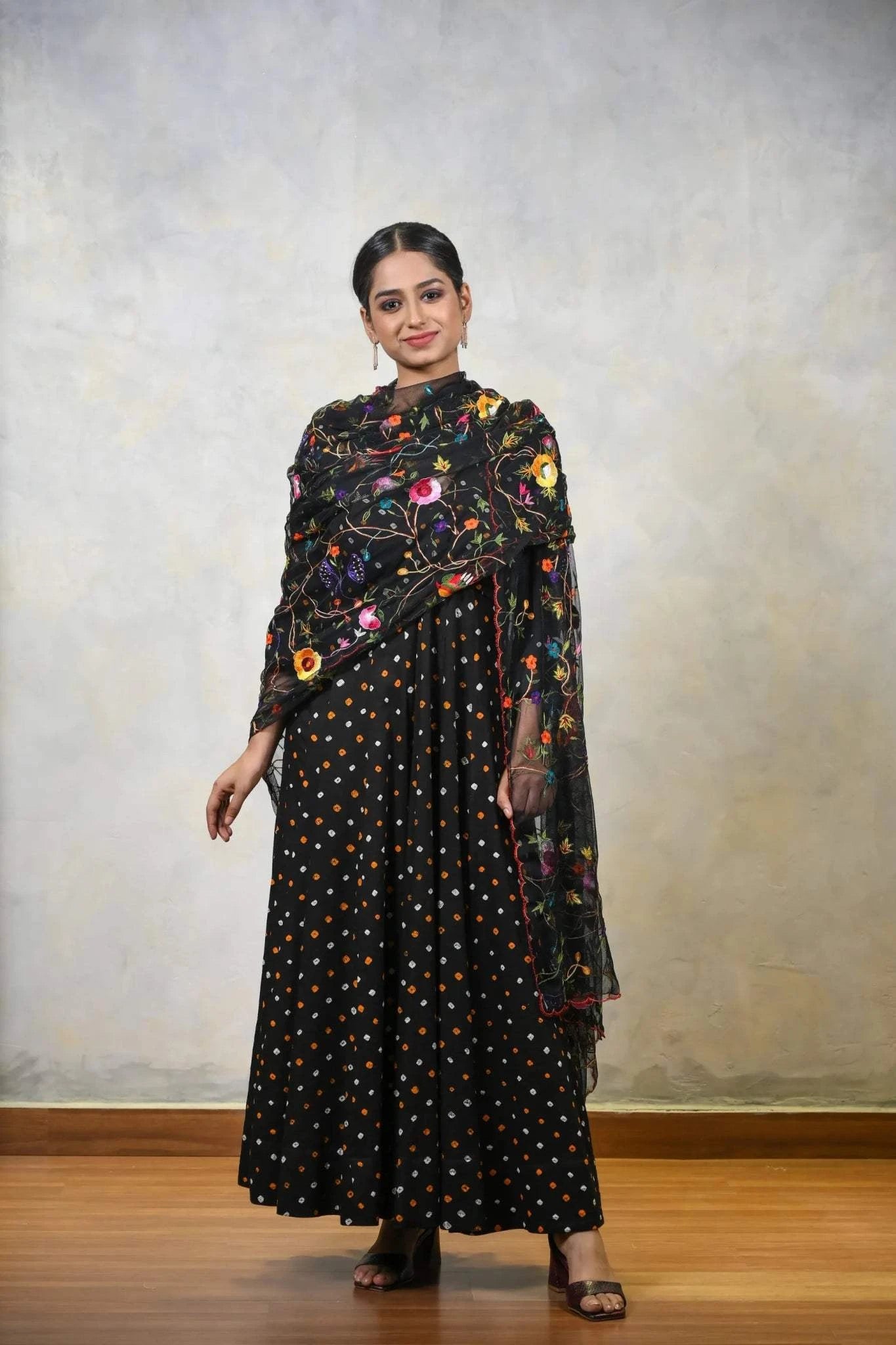 Bandhej Black Anarkali  Bandhej Black Anarkali  Tanya Guppta