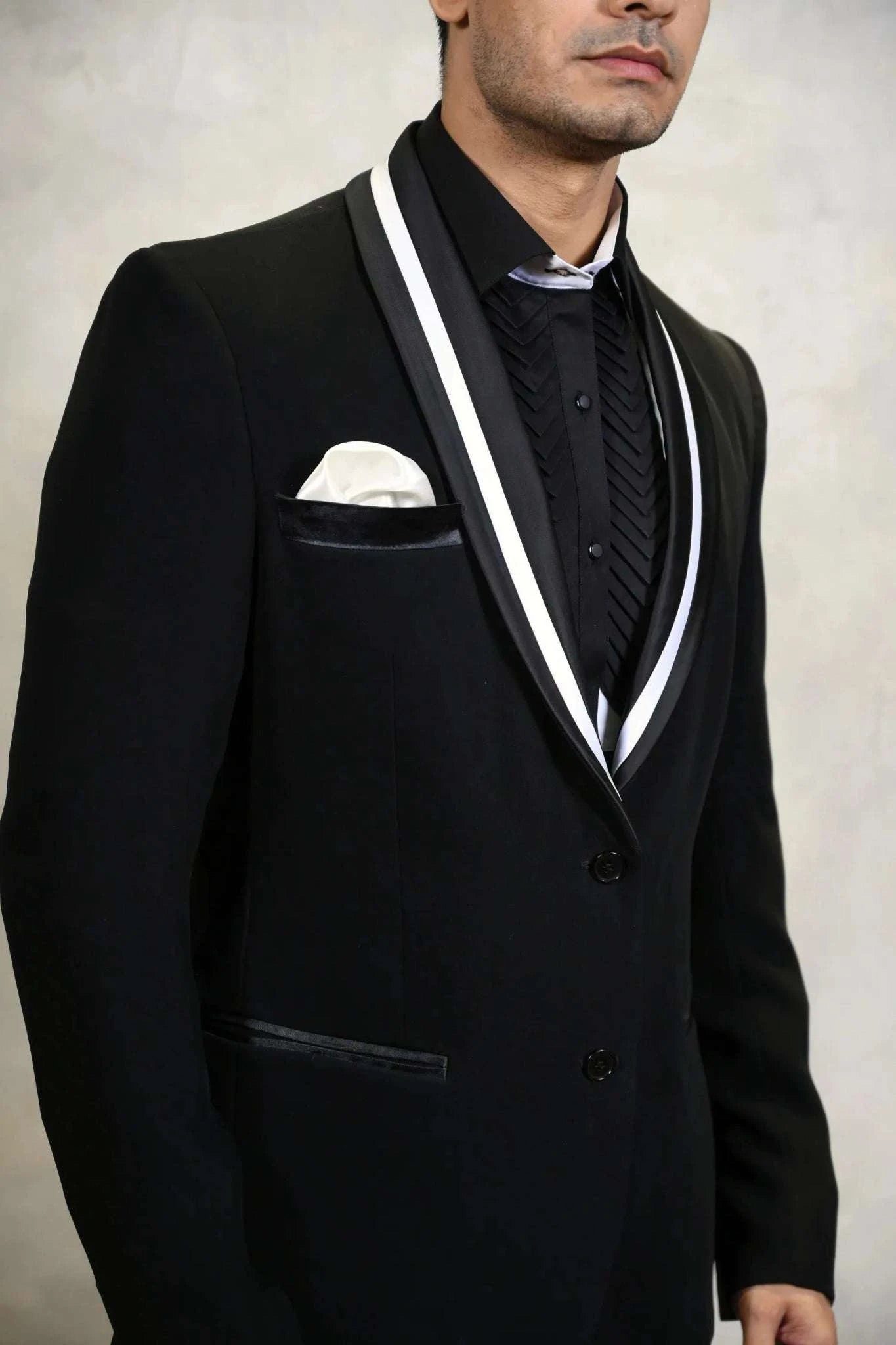 Black Tuxedo- Tuxedo Japanese Black - Menswear - Tanya Guppta 
