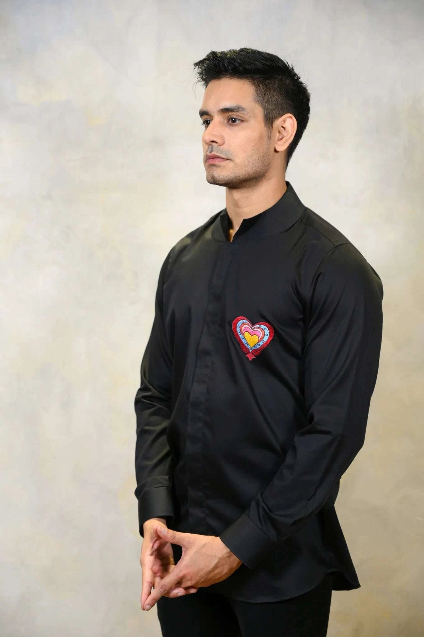 Mens Embroiderd Shirt - Heart Embroidered Shirt - Menswear - Tanya Guppta 
