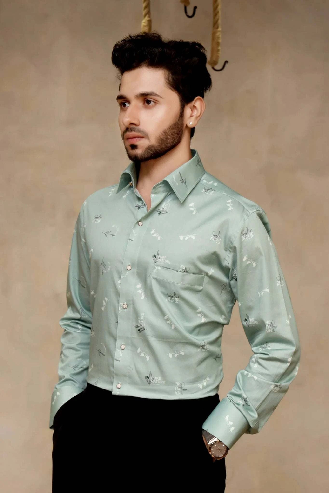 Mens Shirt - Cotton Nature Print  Shirt - Menswear - Tanya Guppta 