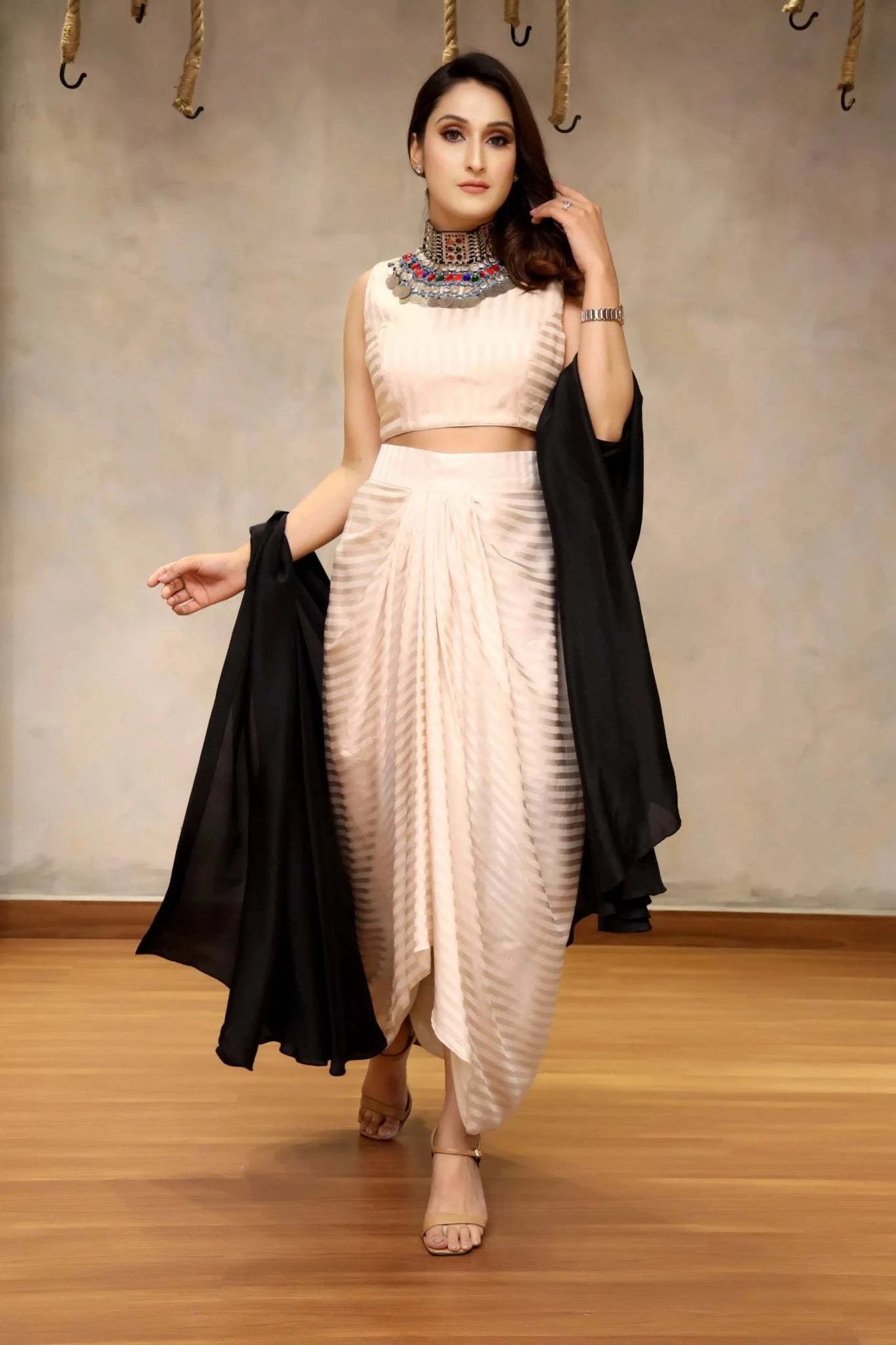 Oxymoron Set  Pre draped skirt blouse cape  Tanya Guppta