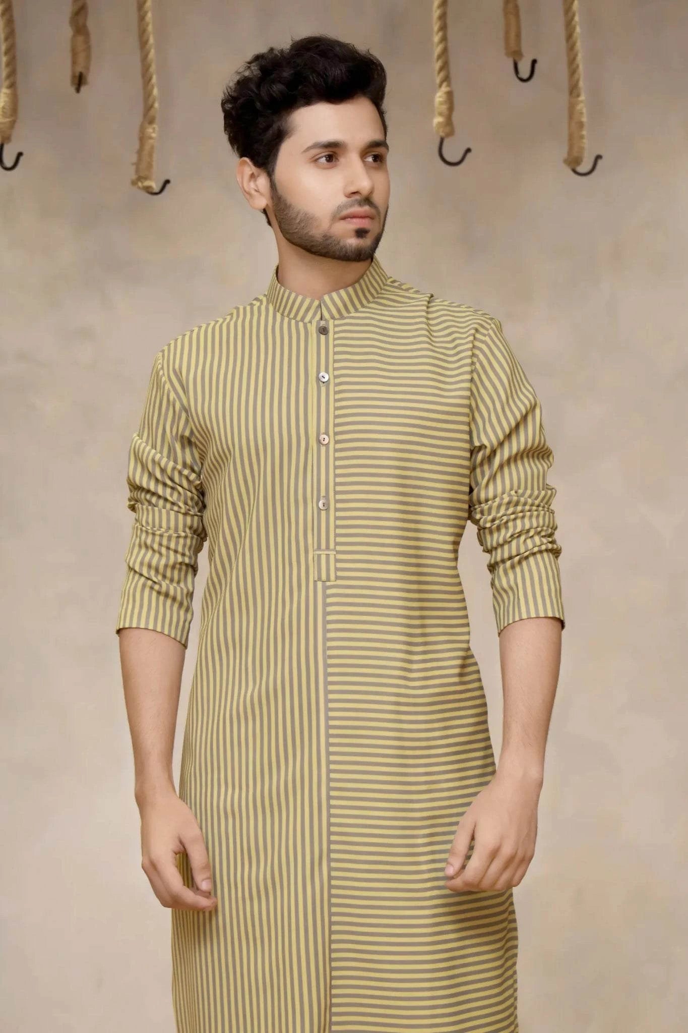 Parallel Kurta Set - One of a Kind Georgette Digital Printing - Menswear