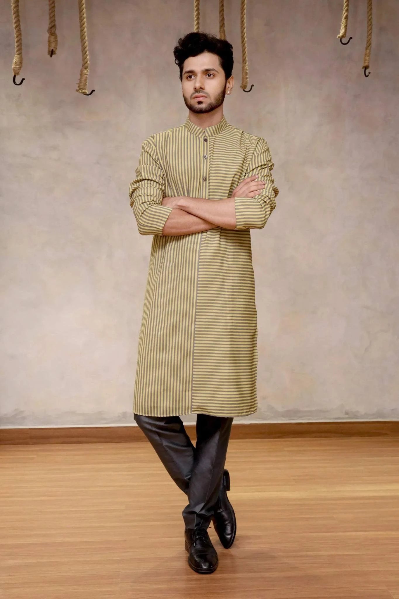 Parallel Kurta Set - One of a Kind Georgette Digital Printing - Menswear