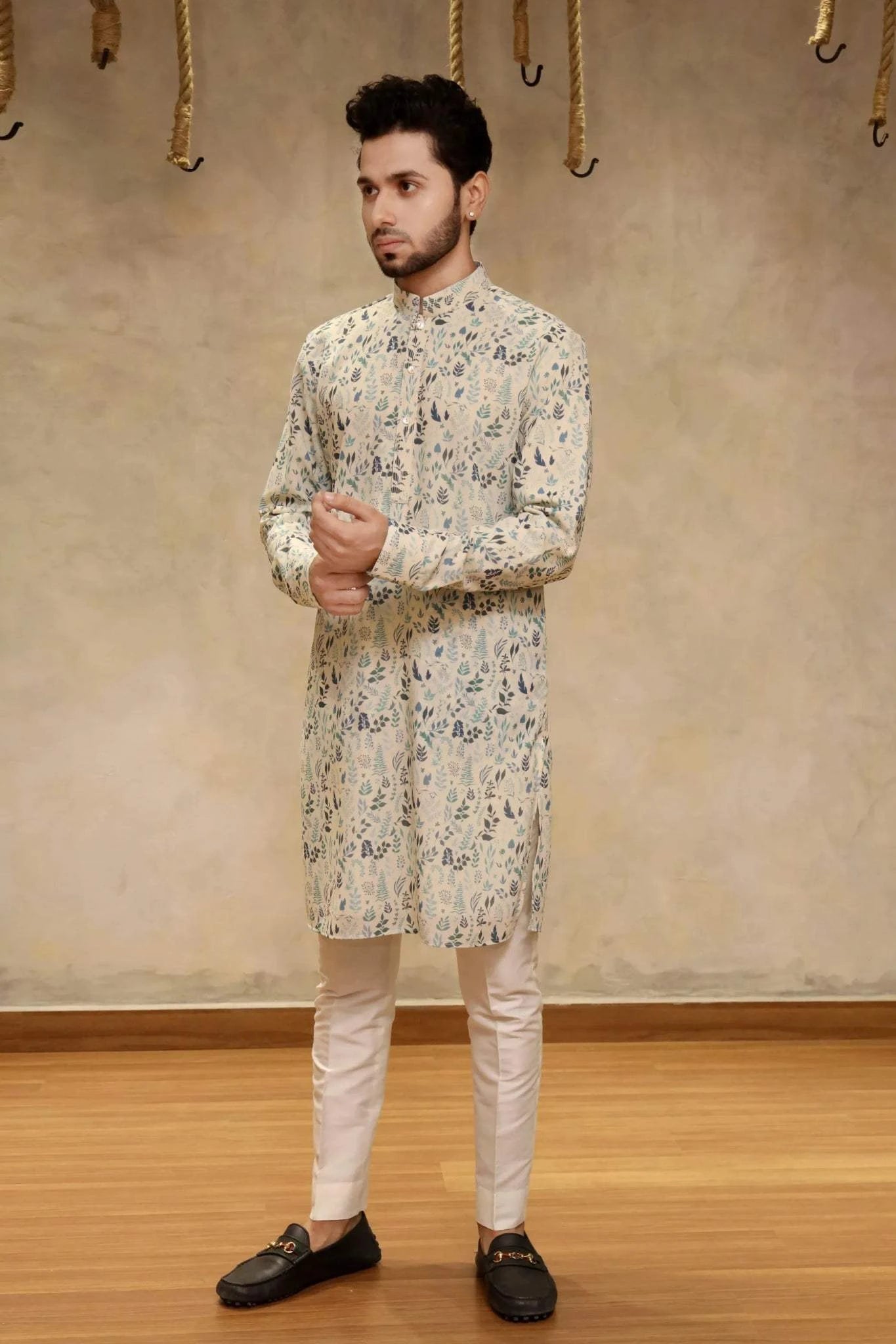 Georgette Kurta Skew Kurta Set - Menswear - Tanya Guppta 