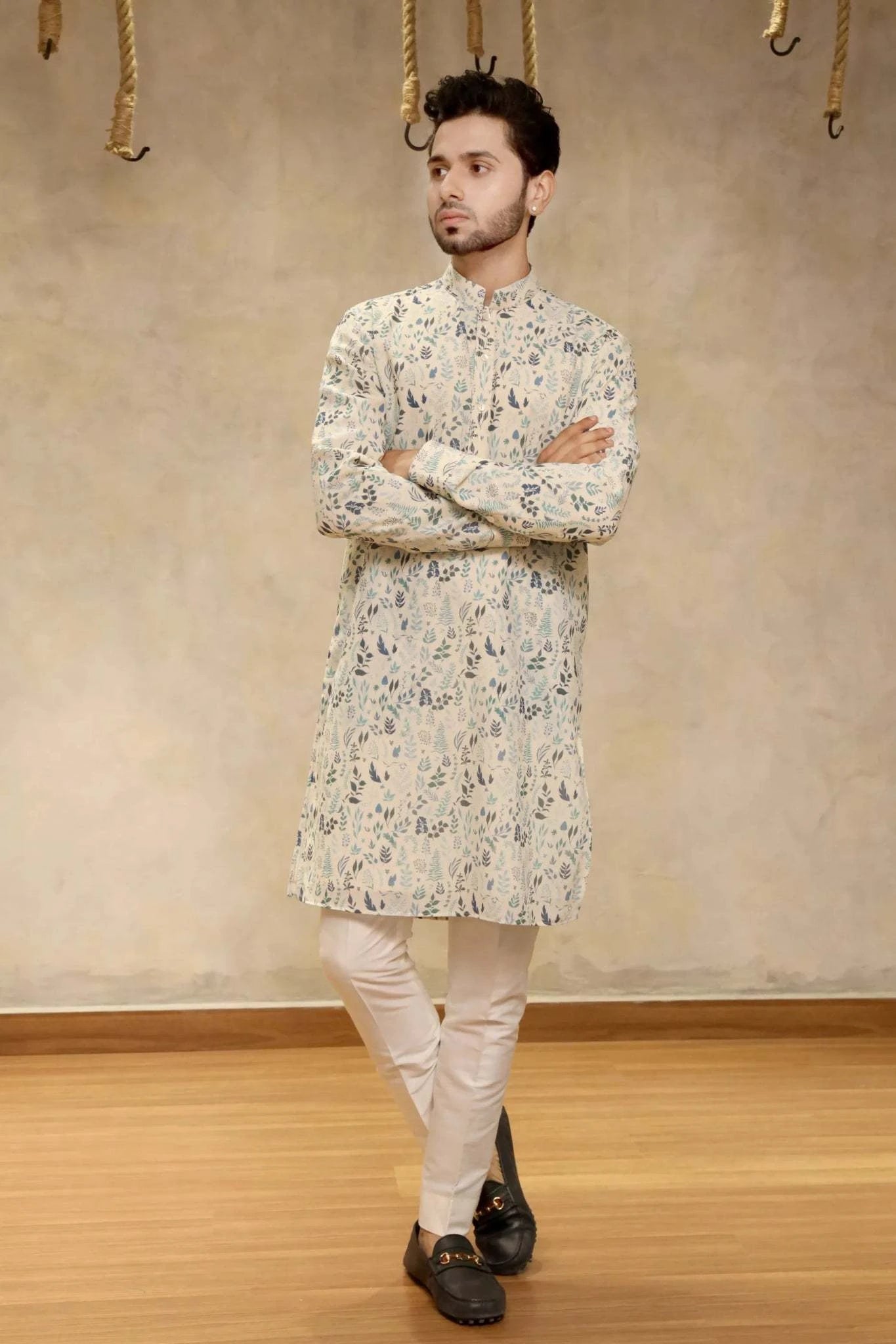 Georgette Kurta Skew Kurta Set - Menswear - Tanya Guppta 