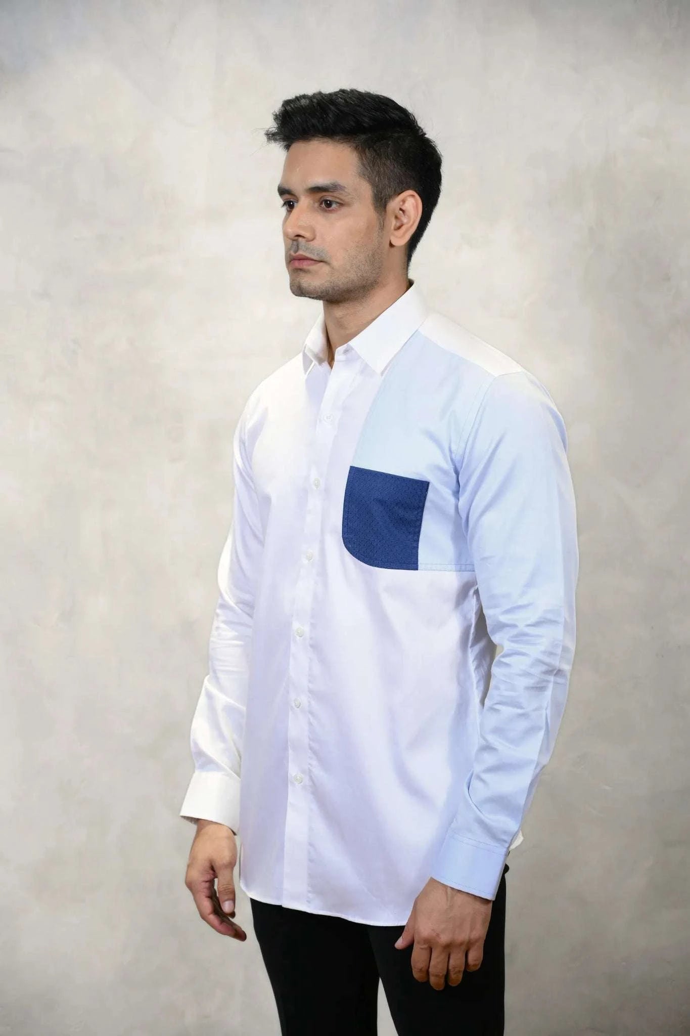 White Sleeve Patch Shirt