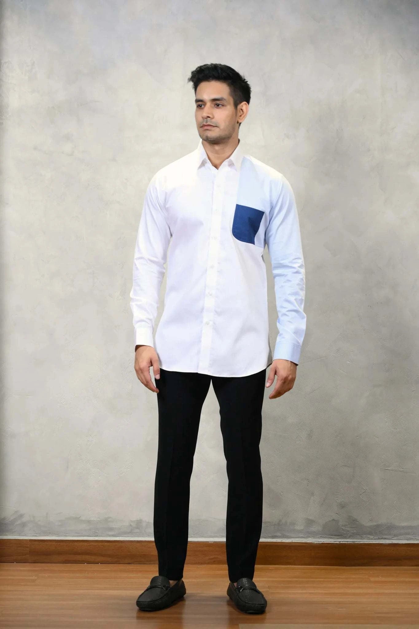 White Sleeve Patch Shirt